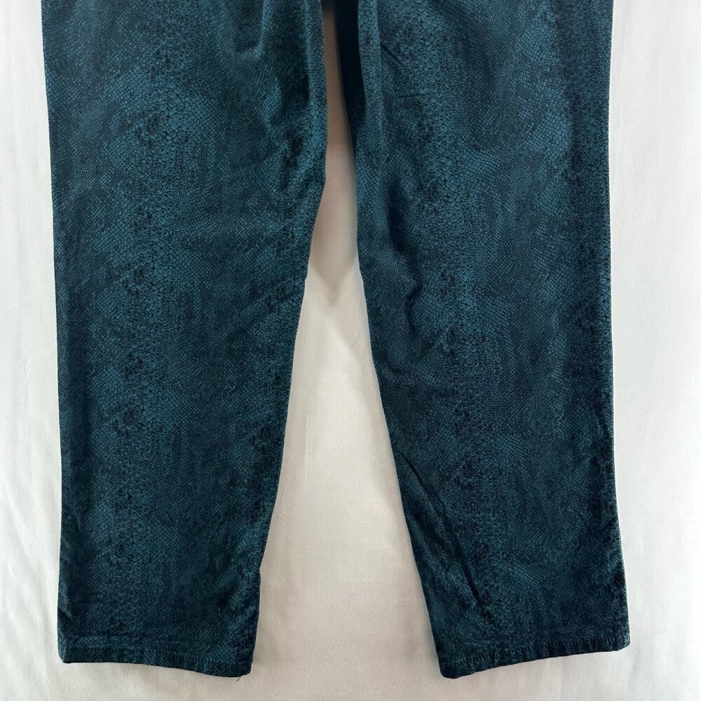 Bandolino Mandie Pants Women Sz 14W High Rise Straight Snake Print Stretchy Teal - Picture 6 of 11
